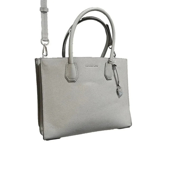 Michael Kors Mercer Large Convertible Pearl Grey Leather Tote Bag - Picture 7 of 16